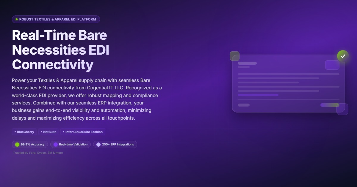Bare Necessities EDI for apparel suppliers | Cogential IT